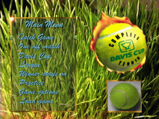 Davis Cup Complete Tennis title screen for Playstation